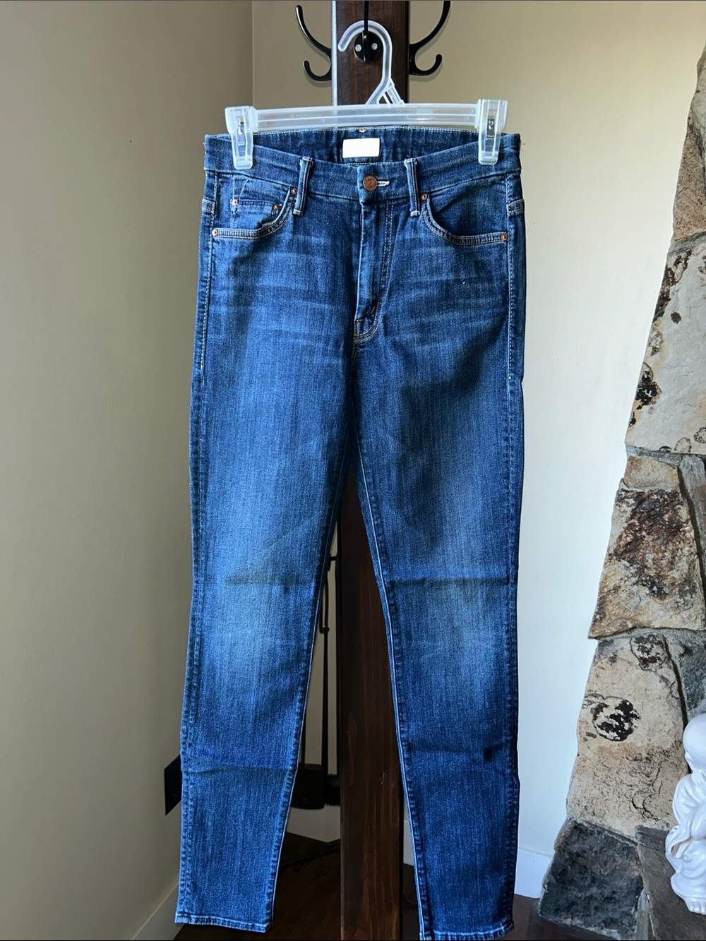 MOTHER Women's High Waisted Skinny Jeans in Classic Blue Wash